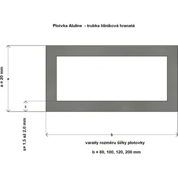 Plotovka Aluris Plotovka hliníková Aluline Provedení povrch: bez laku -povrch hliník, Rozměr plotovky: 80x20, s / bez krytkou - záslepkou: bez krytky
