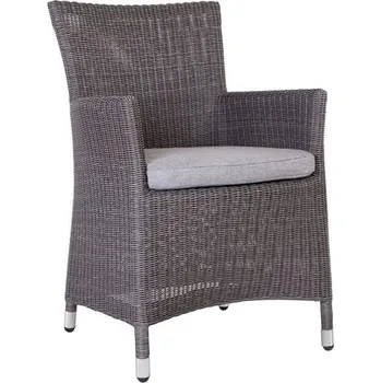 Stern Jídelní křeslo Sortino, Sten, 60x60x89 cm, umělý ratan šedý (Basalt grey), sedák 100% akryl, barva světle šedá (silk grey)