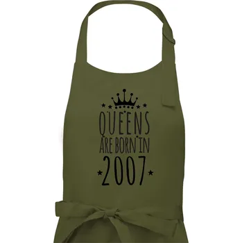 Kuchyňská zástěra Queens are born in 2007 - Dámská zástěra na vaření - Univerzální velikost ( Khaki )