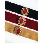 Sametový obojek náhrdelník kolem krku s kovovou ozdobou - více barev Zlatá červená