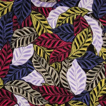 Úplet 20637, červené, modré a žluté listy, š.150