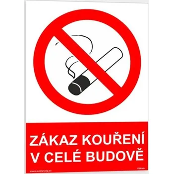 Traiva s.r.o. Zákaz kouření v celé budově Verze: Samolepka 148 x 210 mm (A5) tl. 0.1 mm - Kód: 00324