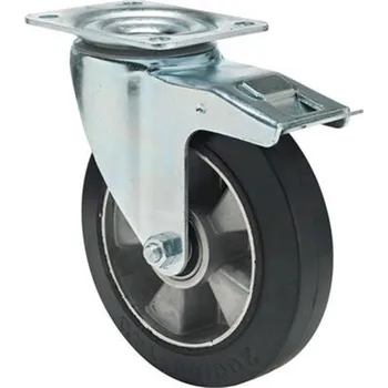 Pojezdové kolečko BTAB 1002 6150 - Kolo otočné s brzdou pr. 100 mm s hliníkovým středem a gumovým běhounem