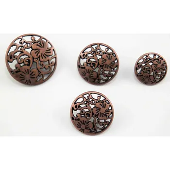 Knoflík Luxusní kovový filigránský knoflík - matná měď - průměr 2,3 cm