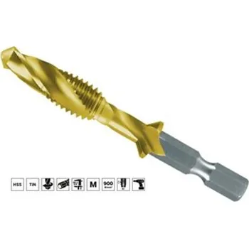 Závitořezný nástroj Ruko 270014T - Závitník maticový metrický M 3 s vrtákem, délka 51 mm, upínací stopka Bit 1/4", Long HSS-TiN