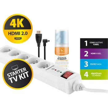 Přepěťová ochrana Přepěťová ochrana GoGEN TV STARTER KIT 3, HDMI 2.0 - bílá