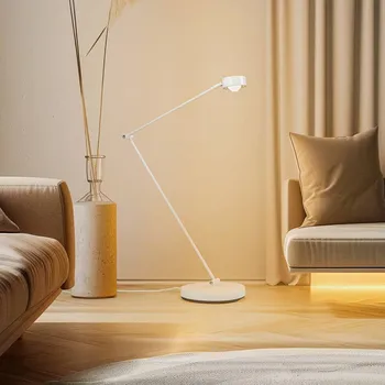 Lampička Stojací lampa Lindby Jyla, bílá, čočka, 4200K, GX53, železo - Světelný zdroj - Ø 7,5 cm, délka 4,1 cm; Ø základny 22 cm; délka kabelu 180 cm bílý matný 1 x 4,8 W LED - Doprava zdarma