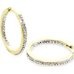 Stříbrné pozlacené náušnice bílé kruhy s krystaly Swarovski Elements Krystal