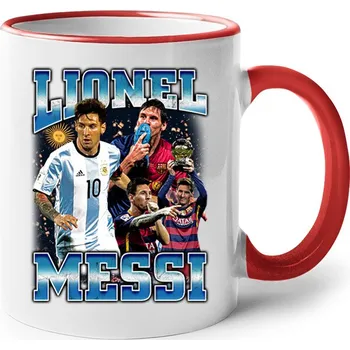 Keramický hrnek Lionel Messi 2, Barva Červená, Velikost 330 ml, Canvas Keramický hrnek s barevným uchem Bezvatriko.cz 2659