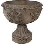 Hnědošedý keramický obal na květináč na podstavci se zdobením Moise – 36x35 cm + doprava zdarma