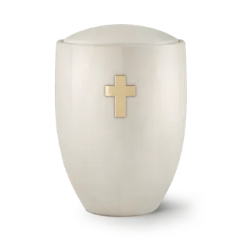 Smuteční dekorace Dřevěná urna Sevilla - Kříž/Bílá
