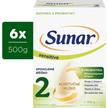 Dětská výživa Sunar 6x Sensitive 2 pokračovací kojenecké mléko 500g