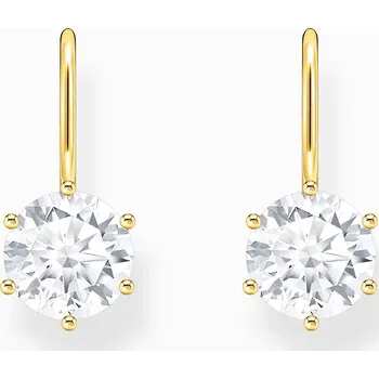 Náušnice Thomas Sabo H2287-414-14 Gold-plated dangle earrings w. large white zirconia