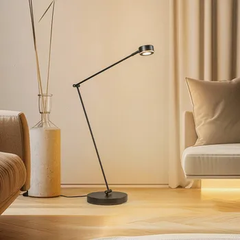 Lampička Stojací lampa Lindby Jyla, černá, 2700K, GX53, železo - Světelný zdroj - Ø 7,5 cm, délka 2,8 cm; Ø základny 22 cm; délka kabelu 180 cm 1, 4,8 W LED - Doprava zdarma