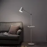 Markslöjd Stojací lampa Linear s USB nabíjecí stanicí, bílá - podstavec Ø 25 cm; polička Ø 28 cm; stínidlo - Ø 12,5 cm, výška 16 cm; délka kabelu 200 cm bílé 1 x 40 W - Doprava zdarma