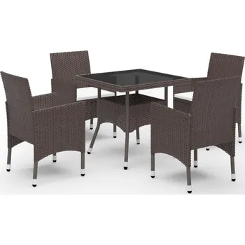 Zahradní sestava 5dílný zahradní jídelní set hnědý polyratan a sklo IM_3058321