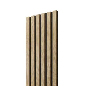 Obklad Lamele 3D Akustický panel - DUB EVROPSKÝ, MDF + CPL PREMIUM, ČERNÝ akustický podklad FILC, 300 x 2750 mm