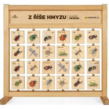 Pexeso Pexeso stolní zvukové Ptáci na krmítku s QR kódy - edukační zvuková tabule dřevěná