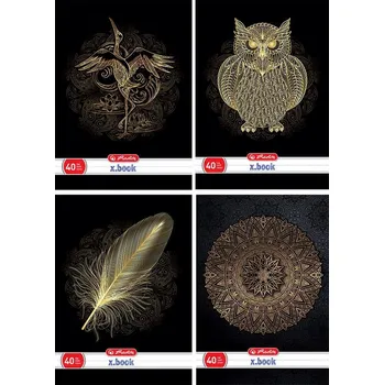 Sešit Herlitz Školní sešit A4 444 40 listů linkovaný černý/zlatý s parciálním lakem mix motivů