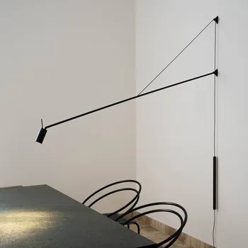 Lampička Nástěnné svítidlo LED Nemo Swan s držákem, stmívatelné - Stínidlo - Ø 5 cm, výška 10 cm; montážní výška horního nástěnného držáku min. 222 cm; délka kabelu 350 cm; Ø nástěnných držáků po 7 cm černá, hnědá LED 15 W celkem - Doprava zdarma