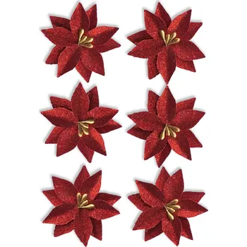 Galeria Papieru Papírové květiny samolepicí Vánoční hvězda červená, 6ks GPDEPK04CV