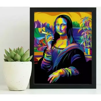 Diamantové malování Sada na diamantové malování - Duhová Mona Lisa s doutníkem