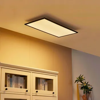 Lampička Lindby LED panel Lamin, černý, 80 cm, CCT, stmívatelný, dálkové ovládání - Stříška - délka 45 cm, šířka 15 cm černá, bílá LED 41 W celkem - Doprava zdarma