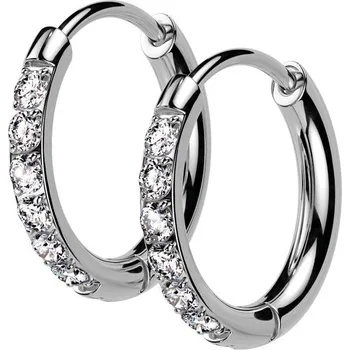 Náušnice Ocelové náušnice - kroužky se zirkony (11 mm)