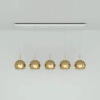 Tom Dixon Mirror Ball 25 cm Linear 5 zdrojů zlatá - délka baldachýnu 157 cm zlatá, transparentní 5 x 6 W LED - Doprava zdarma