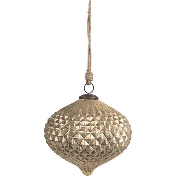 Vánoční dekorace Zlatá skleněná vánoční ozdoba XL - Ø 18*18 cm