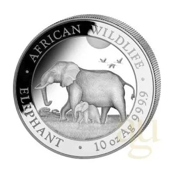 10 uncí stříbrná mince Somálsko slon 2022