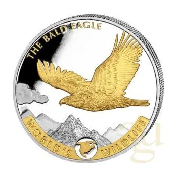 1 unce stříbrná mince Kongo World´s Wildlife - Weißkopfseeadler 2021 - teilvergoldet