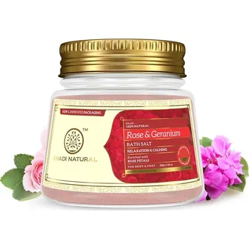 Koupelová sůl Sůl do koupele Růže & Geranium, 200 g, Khadi Natural