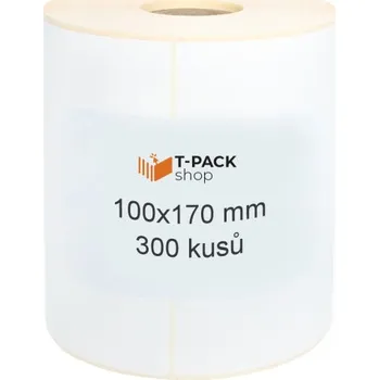 Samolepící etiketa Termoetikety 100x170 mm bilé, návin 300ks, dutinka kotoučku 40mm Perforace
