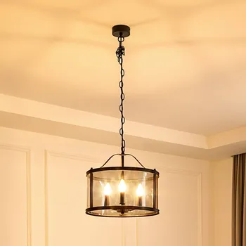 Závěsné svítidlo Lucande Eryk, Ø 40 cm, černá, sklo, 3 světla - Stříška Ø 10 cm, výška 2,5 cm černá, průhledná 3 x 10 W LED - Doprava zdarma