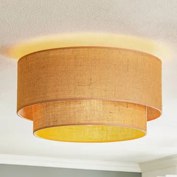 Euluna Boho jutové stropní světlo přírodní hnědá Ø45cm - Stříška - Ø 10 cm, výška 5 cm 1 x 40 W - Doprava zdarma