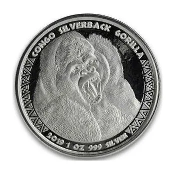 1 unce stříbrná mince Afrika Kongo Silberrücken Gorilla 2019