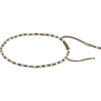 Náramek Textilní náramek Cierra handmade hnědý se stříbrnými korálky ONE1073BGO