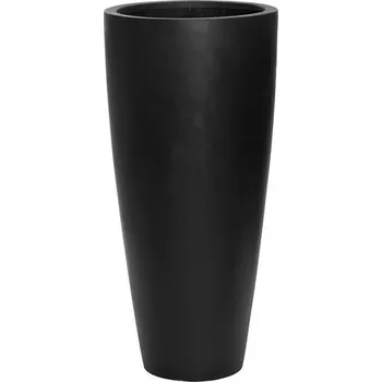 Květináč Pottery Pots Venkovní květináč kulatý Dax L, Black (barva černá), kolekce Natural, kompozit Fiberstone, průměr 37 cm x v 80 cm, objem cca 64 l
