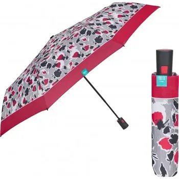 Deštník PERLETTI Dámský skládací automatický deštník Floreale / červený lem, 26308