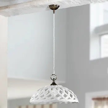 Ceramiche Závěsné světlo Emanuel keramika Ø 42 cm antická mosaz, bílá 1 x 100 W - Doprava zdarma
