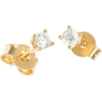 Náušnice Argento 6A017 Zlaté náušnice - čirý kulatý zirkon, průměr 3 mm