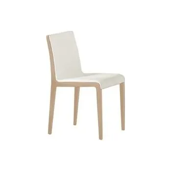 Jídelní židle Young 423 jídelní židle, dub bělený, potah kůže podnož masiv, potah imitace kůže bílá