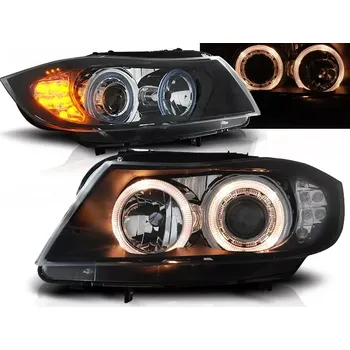 Přední světlomet PŘEDNÍ SVĚTLOMETY BMW E90, E91, 2005-2008, ANGEL EYES, ČERNÉ BLACK, S LED BLINKREM, S MOTORKY (LPBM90)