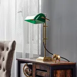 Berliner Messinglampen Bankéřská lampa GITA z leštěné mosazi zelená, mosaz 1 x 60 W - Doprava zdarma