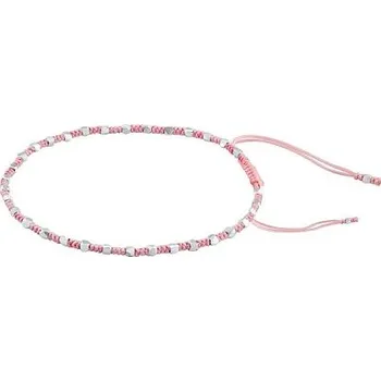Náramek Textilní náramek Cierra handmade světle růžový se stříbrnými korálky ONE1073BP