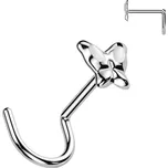 Zahnutý piercing do nosu - motýlek (bílá)