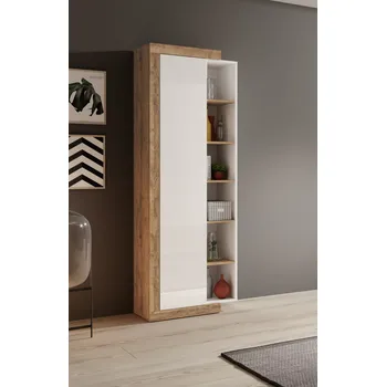 regál Vysoká vitrína Sintra - dub samdal / bílá