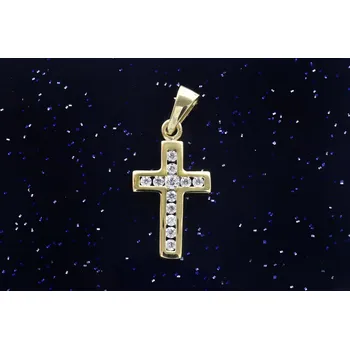 Přívěsek Zlatý přívěsek křížek se zirkony, P090, Au 585/1000 14kt,0,98g