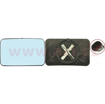 sklo bočního zrcátka s plastovým držákem (kulatý úchyt) manuálně ovládané, vyhřívané 24V [258*160 mm], Třída V, R 300 TRUCK P